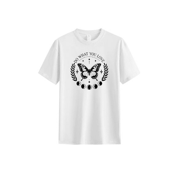 ASKITO "Moon Phase Butterfly Graphic Tee | 'Do What You Love' Inspirational T-Shirt | Soft Cotton Boho Style Top" | Casual Wear | Comfort Fit​​