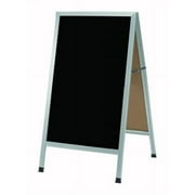 Aarco Products Inc. AA-5SB A-Frame Sidewalk Board Features a Black Porcelain Markerboard and Clear Satin Anodized Aluminum Frame Size 42 in.Hx24 in.W