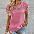 thumbnail image 2 of Blouses à Manches Courtes pour Femmes Mode Été Col Rond Uni Manches Courtes Patchwork Haut Blouse Sexy Hauts d'Été pour Femmes Hauts à Manches Courtes Blouse à Manches Courtes pour Femmes, 2 of 6