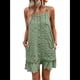 thumbnail image 2 of Vestidos de Verano para Mujer, Cuello Redondo, Hombros Descubiertos, Botones, Tirantes Finos, Vestido Informal Corto con Vuelo. Verde XL, 2 of 10