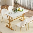 thumbnail image 2 of Kadyn 44 Inches Sintered Stone Dining Room Table with Metal Frame and Faux Marble Tabletop, Dining Table for Dining Room, Living Room, Restaurant, White, 2 of 7