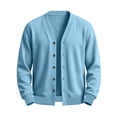 thumbnail image 4 of Dwellite Mens Cardigan Sweater Long Sleeve Button Down Sweaters Classic Fit Lightweight V Neck Cardigan Blue 2XL, 4 of 6