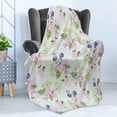 thumbnail image 4 of Pansy Soft Flannel Fleece Throw Blanket, Close Up Scene of Detailed Garden Flowers Blooming Clematis Yarrow, Cozy Plush for Indoor and Outdoor Use, 60" x 80", Mint Green and Multicolor, by Ambesonne, 4 of 5