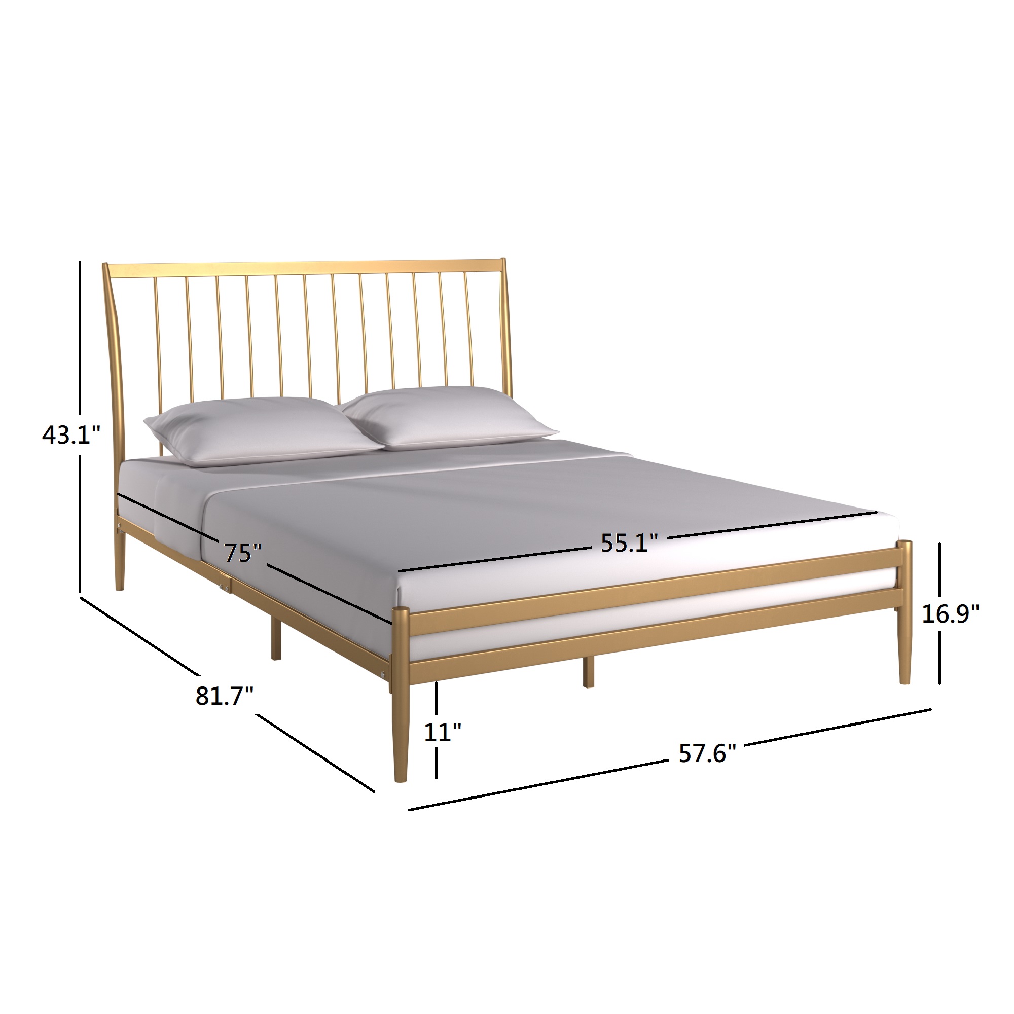 Weston Home Haverhill Gold Finish Metal Platform Full Bed