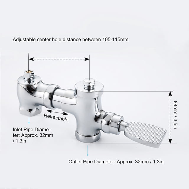 FLAMEEN Robinet de Chasse d'Eau, Pression du Pied Type Laiton Robinet de Chasse d'Eau Pédale Rétractable WC Robinet de Chasse Accessoire de Salle de Bains, Robinet de Chasse d'Eau