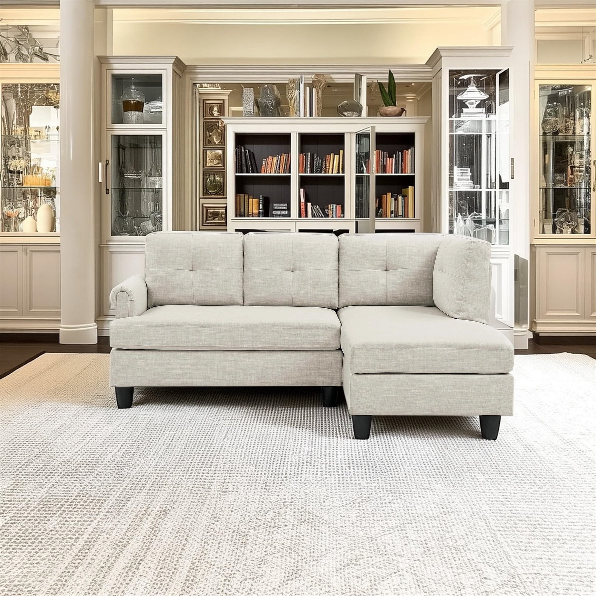 Aukfa 78" L shape Sectional Couch Deep Seat Sofa with Right Chaise for Home Office, Beige