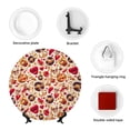 thumbnail image 4 of Picia Skull Retro record lips Pattern Bone China Decorative Plate – Wall Decor with Stand and Adhesive, Elegant Ornament for Living Room, Office, or Entryway-10in, 4 of 6
