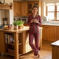 thumbnail image 6 of Family Matching Pajamas Set Plaid Print Long Sleeve Tops Pants Holiday Sleepwear Dad Mom PJs, 6 of 10