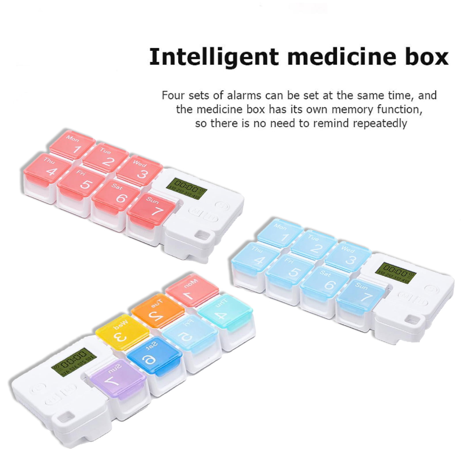 KALLORY 1 Pc Smart Pill Box Electronic Pill Organizer Digital Case Portable  Electronic Medication Reminder Organizer Medication Container Carry Case