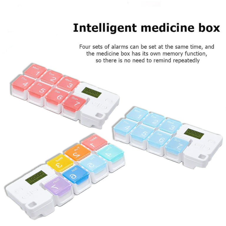 Yesbay Smart Pill Box 7 Grids Sealed Detachable Large Capacity Backlight  Timing Reminder Portable Electronic Pill Dispenser 7 Days Storage Organizer  for Trip 