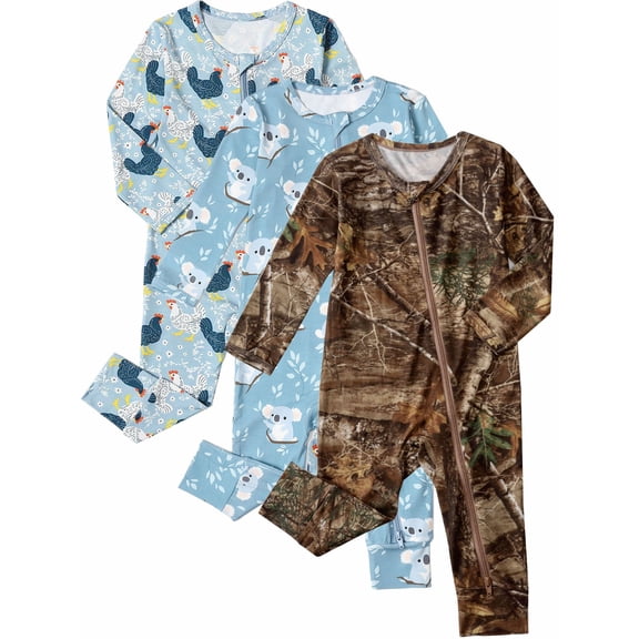 WIBACKER Rayon of Bamboo Baby Footless Romper 2 Way Zipper Pajamas Sleep‑N‑Play Jumpsuits for Infant Boys Girls - 1pcs Withered Forest