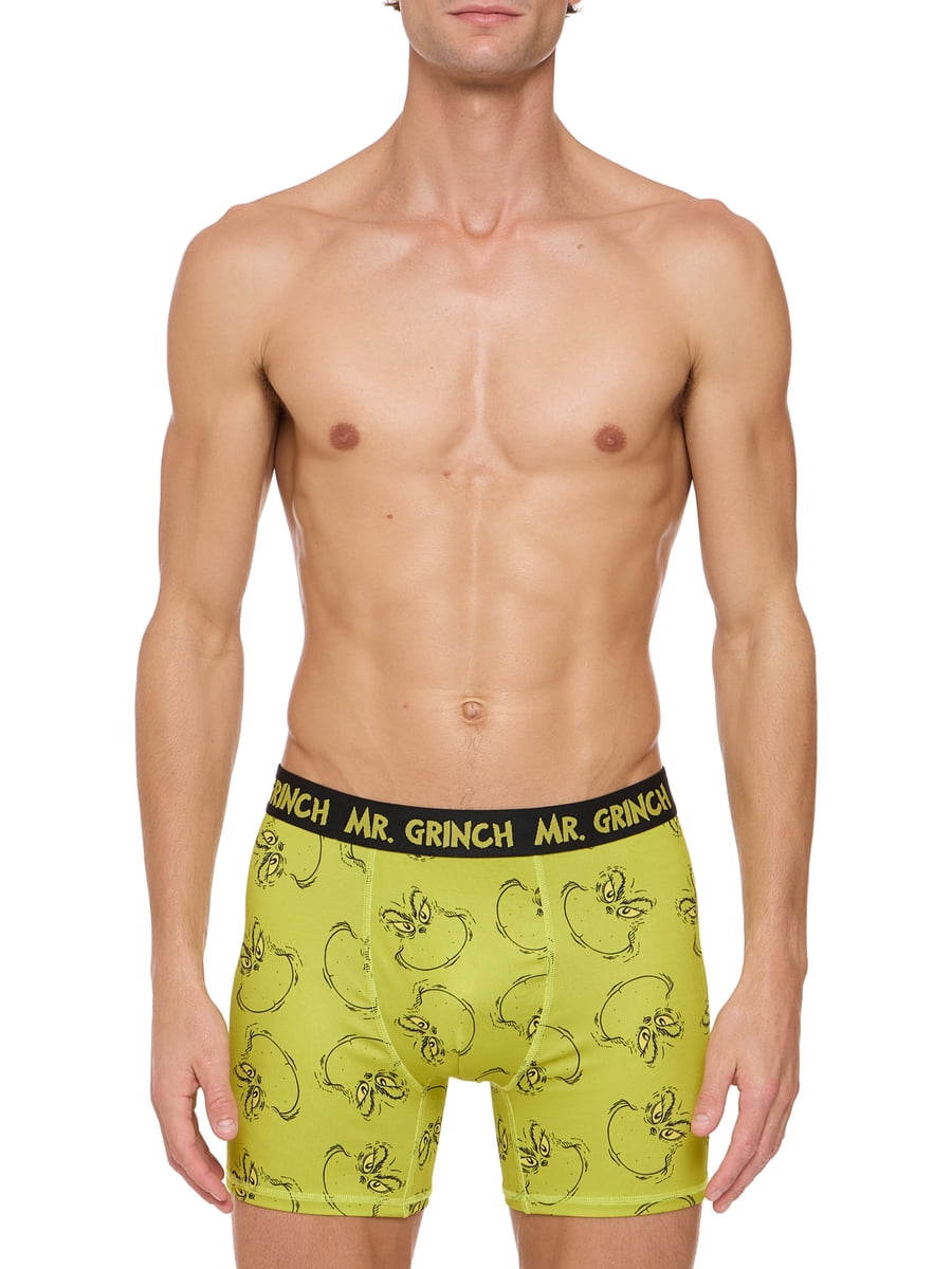 Dr Suess Grinch Plaid Men's Athletic Boxer Brief, 2-Pack, Sizes S-XL