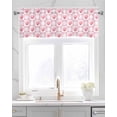 thumbnail image 2 of Watercolor Plaid Red Linen Curtain Valance for Bedroom/Bathroom/Kitchen/Office/Living/Dining Room Windows, Valentine's Pink Love Holiday Rod Pocket Topper Decorative Cafe Drapes Panel 60"x18", 2 of 6