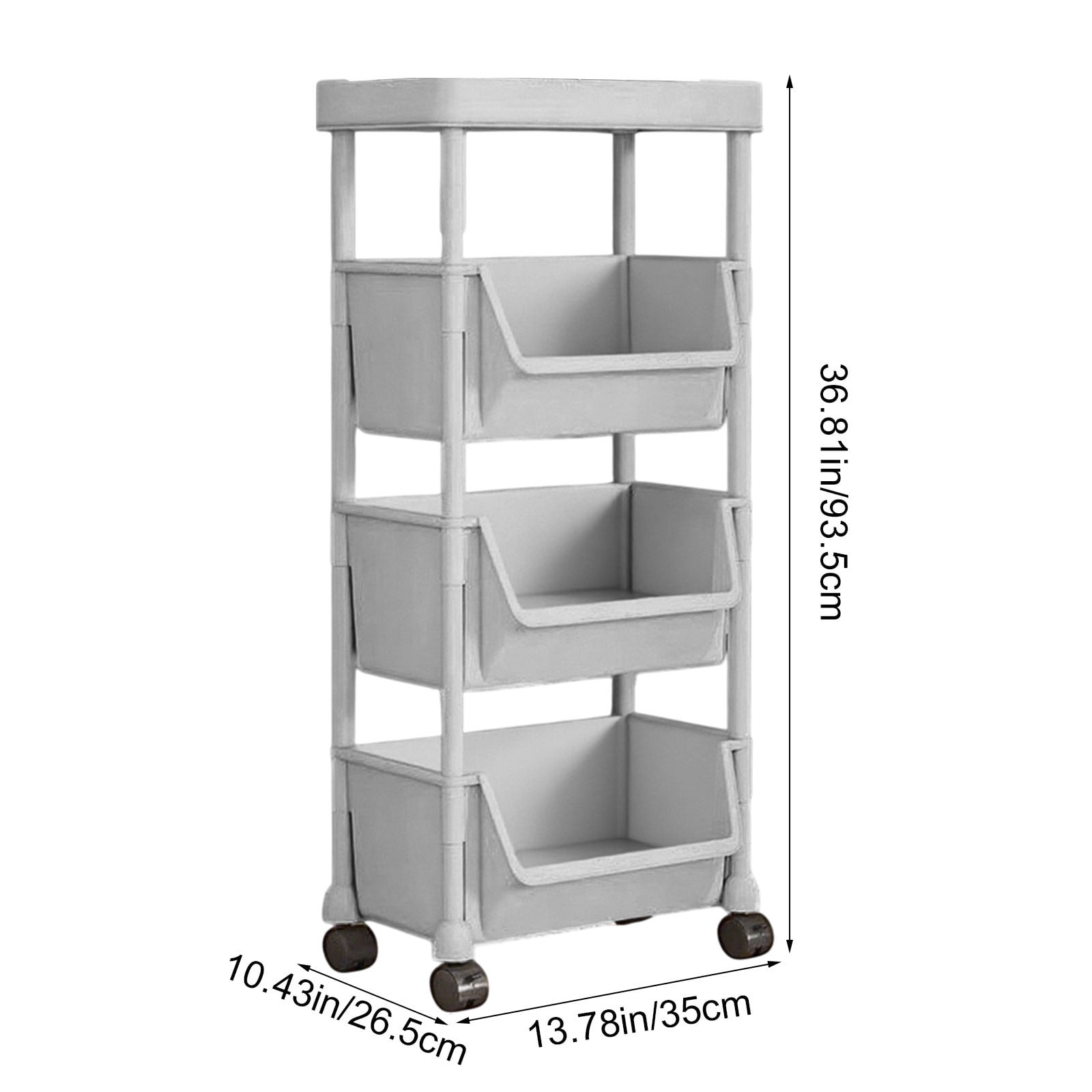 YZHMYR Mobile Under-Table Storage Cart with Wheels Multi-Tier Plastic Bookcase Rolling Organizer Rack Dorm Room Book Storage Kitchen Pantry Organization for Office Home Classroom Desk Storage Supply