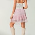 thumbnail image 4 of Women Lace Mini Skirt Low Rise Ruffle Pleated Layered Flowy Underskirt for Going Our Party Club, 4 of 8