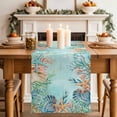 thumbnail image 4 of Blue Coastal Cotton Linen Table Runner for Dining Kitchen, Summer Nautical Beach Coral Starfish Wedding Outdoor Party Tablerunners Decoration, Dresser Scarf Coffee Tablecloth Runners 13x70 Inches, 4 of 9