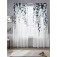 thumbnail image 2 of Blue Teal Eucalyptus Sheer Curtains 84 Inch Length 2 Panels Set Window Treatments, Weeping Botanical Leaf Watercolor Rod Pocket Semi Curtains for Living Room/Bedroom/Kitchen Décor, 104"W x 84"L, 2 of 7