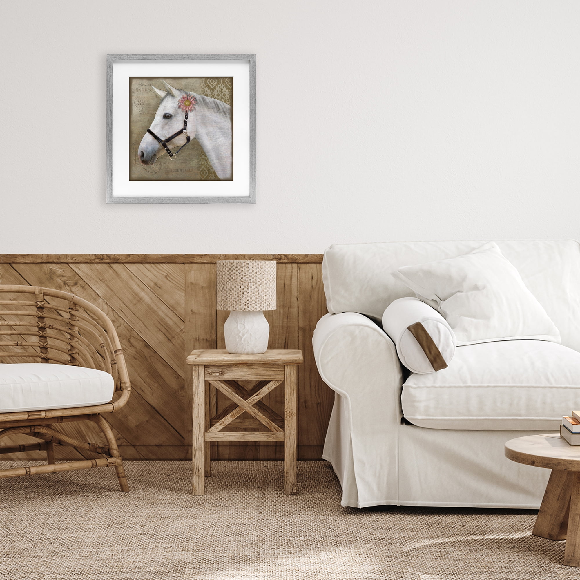 Stupell Industries Boho Barnyard Horse Gray Framed Print Under Glass, design by Suzanne Nicoll