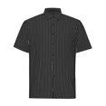 thumbnail image 5 of AHTJRT Men's Casual Short Sleeve Button Down Shirt Stylish Striped Design Comfortable Fit Wear Lightweight Breathable Classic Modern Blouse Black M, 5 of 5