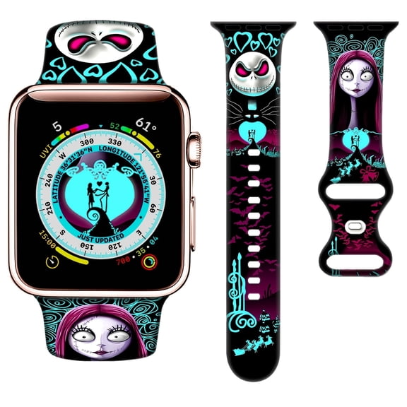 Halloween Watch Band, Halloween Decorations Gifts Wristband Straps for Apple Watch Band, Soft Silicone The Nightmare Before Christmas IWatch Band Strap for Apple Smart Watch Series 7 6 5 4 3 2 1 SE