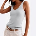thumbnail image 7 of Tank Tops for Women Ribbed Boho Vacation Tops Summer Casual Scallop Trim Scoop Neck Sleeveless Sweater Vest, #02 Gray M, 7 of 7