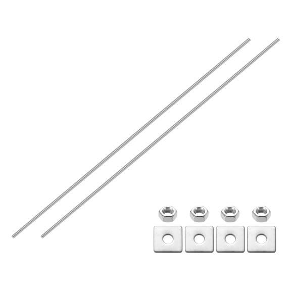 2Pack Fully Threaded Rod, M8 x 500mm 304 Stainless Steel with Nuts Washers