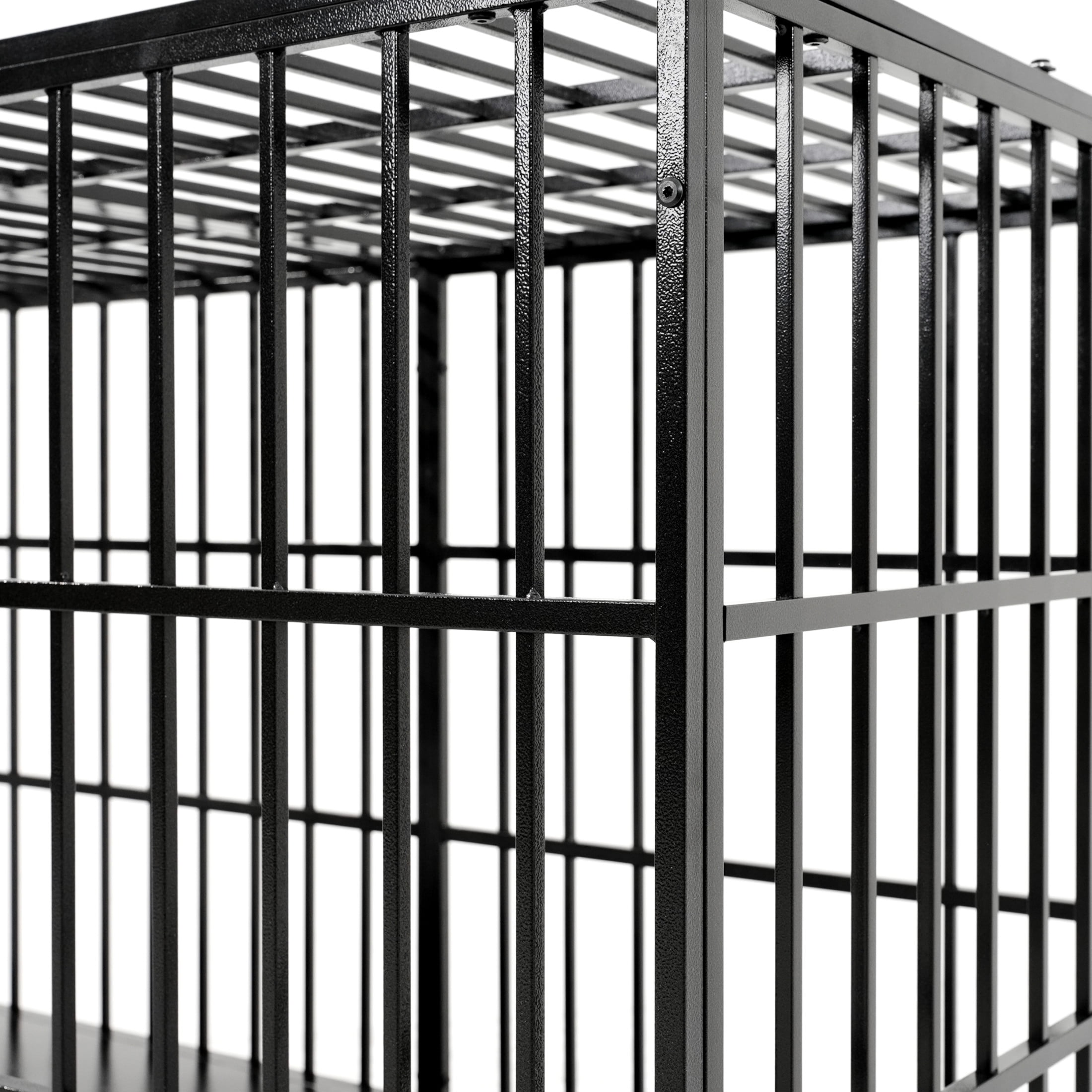 Noble House 61" Extra Large Heavy Duty Dog Crate, Strong Metal Dog Kennel with Double Doors and Removable Trays, Black