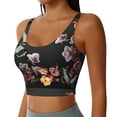 thumbnail image 2 of Fotbe Butterfly with Fowers Pattern Womens' Sports Bra Longline Wirefree Padded with Medium Support Sports Moisture-Wicking Workou Vest,Tank Top-Large, 2 of 9
