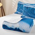 thumbnail image 4 of Erosebridal Ocean Wave Bed Spread Queen,Sea Themed Queen Coverlet Set For Boys,3-Piece, 4 of 7