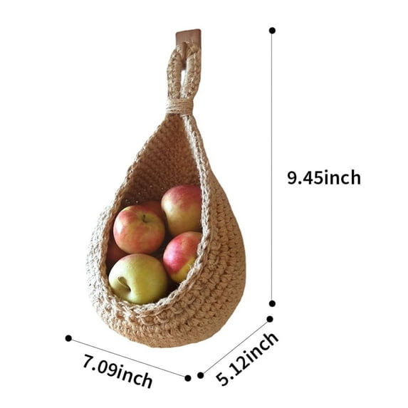 Vegetable Fruit Baskets,Natural Jute Woven Hanging Baskets Fruit Baskets for Kitchen Table Wall Hanging Storage Basket