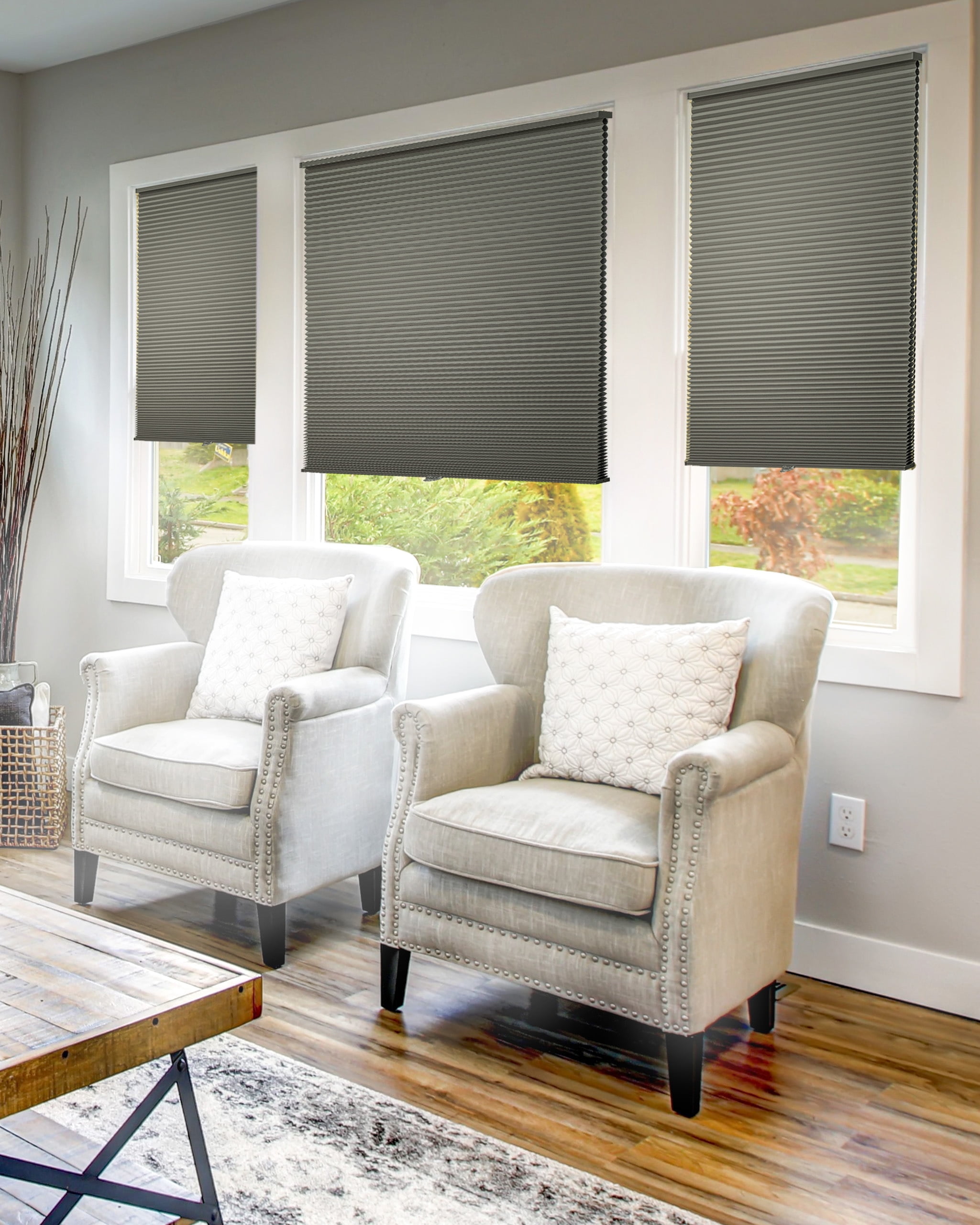 Chicology Cordless Cellular Shade Blackout, Tarpaulin Grey 50.75"W x 72"H