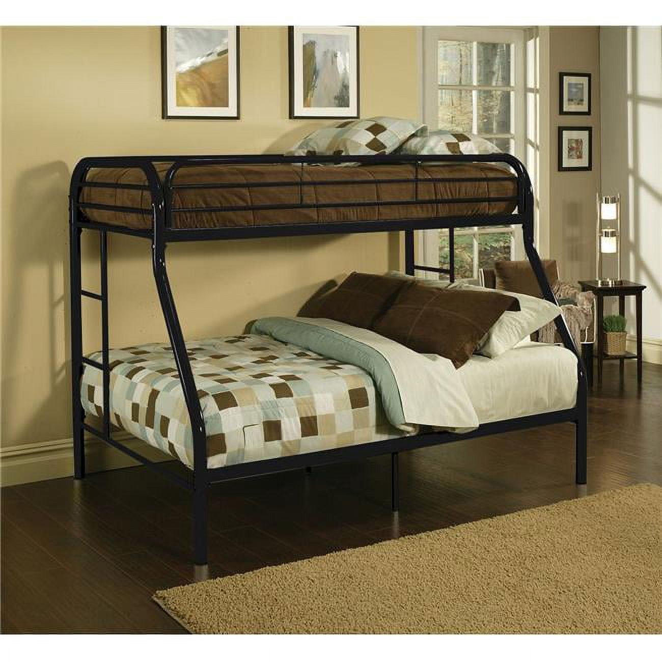 Home Roots Furniture  60 x 78 x 54 in. Metal Tube Twin Full Bunk Bed - Black