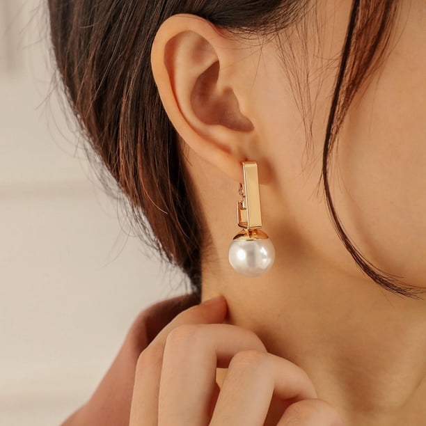 HomeKingdee Irregular Shaped Beads Geometric Creative Earrings - Metal Alloy Gold Color Color with Square Sequins for Women, Suitable for Wedding, Party, Gift