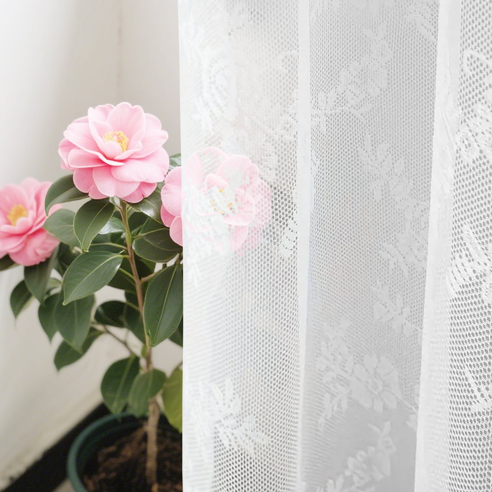 NEWEEN Sheer Lace Curtains Vintage Floral for Living Room Sets Rod Pocket,40"Wx78"L,Single Panel,White
