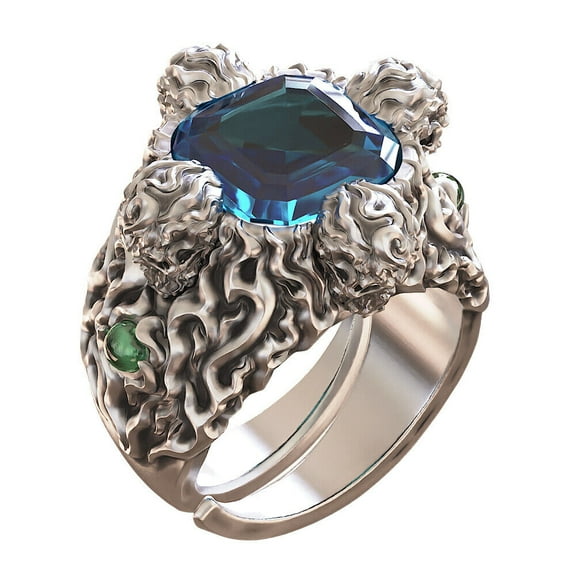 Blue CZ 925 Sterling Silver Fire Skulls Ring Punk Jewelry TA512 US Size 9