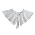 thumbnail image 1 of Blusa elegante con cuello chal falso para mujer y niña, con volantes para media camisa Blanco, 1 of 6