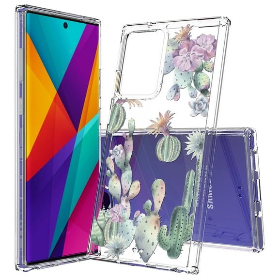 Beyond Cell compatible with Galaxy Note20 Ultra (2020)Case, Transparent Clear Shock Absorption Cushion Bumper Corner Soft TPU   PC Cover Watercolor Cactus
