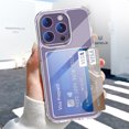 thumbnail image 1 of Four Corner Anti Falling Card Slot Bag Transparent Case For iPhone 16 15 Pro Max 14 13 12 11 XR XS 7 8 15 Plus HD Acrylic Cover Transparent For iPhone 11ProMax, 1 of 6