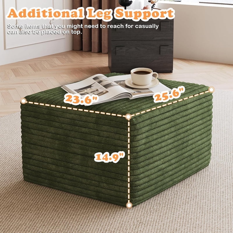 94'' Cloud Sectional Sofa with 2 Ottomans, Modular Upholstered Sofa Couch with Deep Seat, Plush Corduroy Fabric U Shaped Sofa for Living Room, Left Facing Chaise