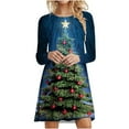 thumbnail image 1 of Vestidos de Navidad Para Mujer Moda Navidad Árbol de Navidad Estampado de Manga Larga Vestido de Cuello Redondo Odeerbi  ODB200049, 1 of 4