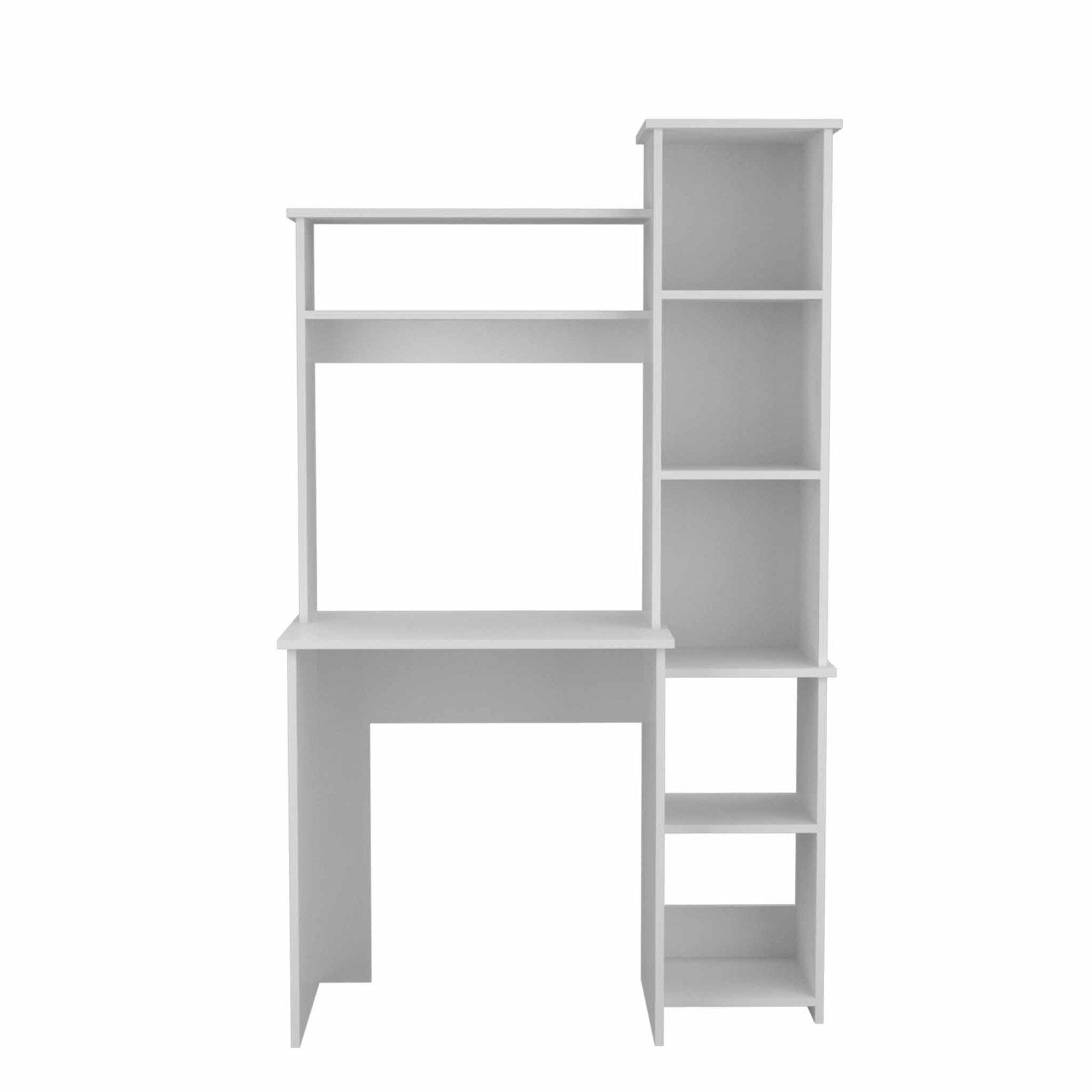 Asteroutdoor White 6-Shelf Writing Desk with Built-in Bookcase