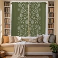 thumbnail image 2 of Japanese Kitchen Curtains 63 Inch Length, Green Rustic Retro Pastoral Floral Leaves Tiers Curtains for Living Room Berdoom Bathroom, Light Filtering Drapes Window Treatment 2 Panels 42"Wx63"L, 2 of 8