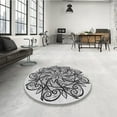 thumbnail image 3 of Ahgly Company Indoor Round Patterned Gray Dolphin Gray Area Rugs, 7' Round, 3 of 6