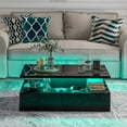 thumbnail image 3 of Topbuy Table Basse LED Moderne Haute Brillance avec Lumières LED 20 Couleurs, Luminosité Réglable et Télécommande, Noir, 3 of 7