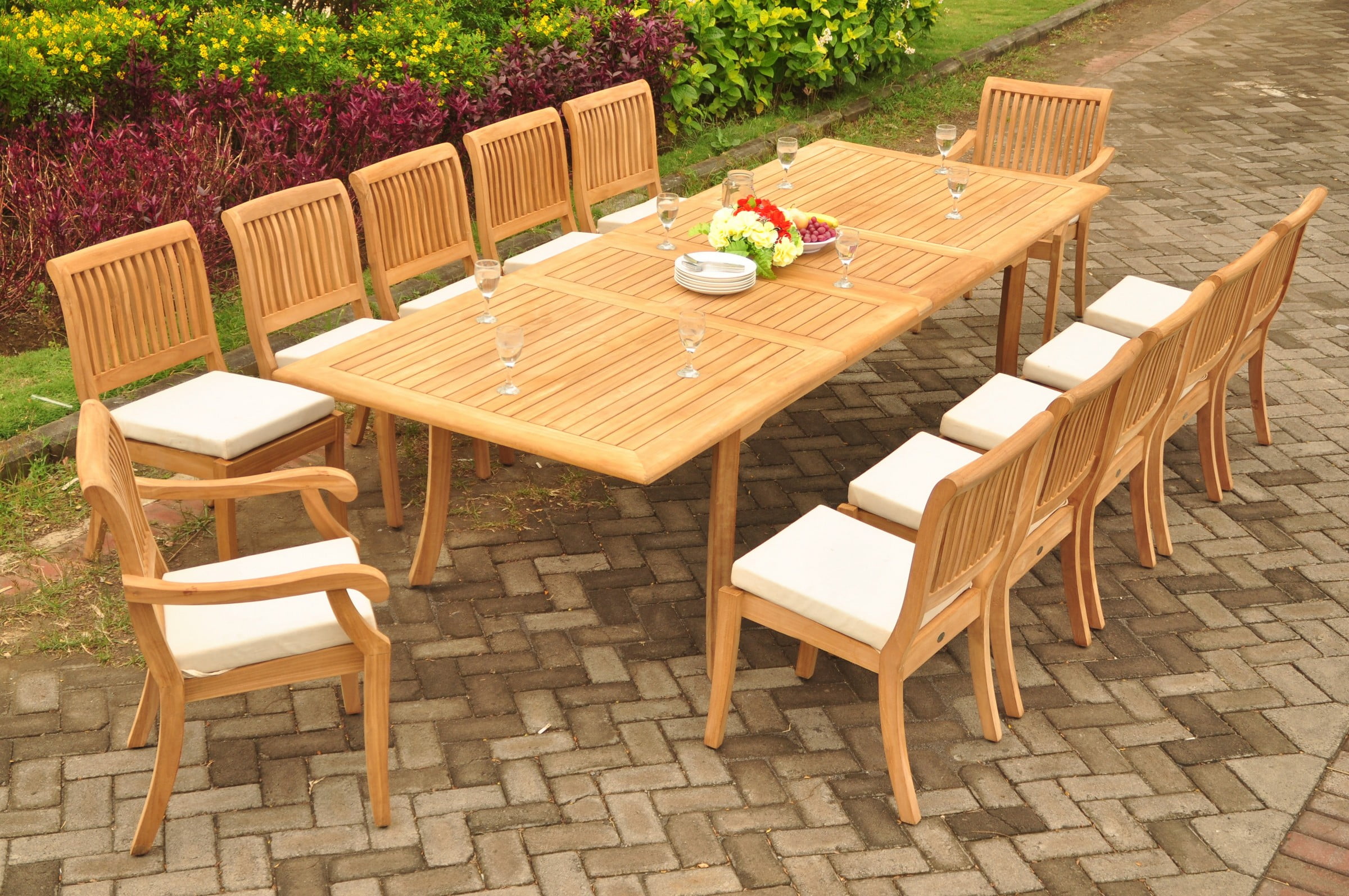 Teak Dining Set 12 Seater 13 Pc 117 Double Extensions Rectangle
