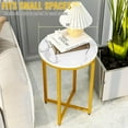 thumbnail image 4 of Baxluxe Modern Side Table 2-Piece Set, Marble-Look Round Metal Side Table, Coffee Side Table, Suitable for Living Room, Bedroom, Small Room, Gold, 4 of 6