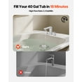 thumbnail image 2 of VEVOR Roman Tub Faucet, 3 Hole Waterfall Bathtub Faucet, Bath Tubs Faucets Set with 2 Handles, Roman Tub Faucets Deck Mount for Pet Washing, Baby Care, Adult Bathing, Silver, Right-Angle Tub Faucet, 2 of 9