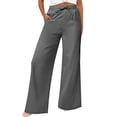 thumbnail image 3 of Manxivoo Women's Casual Cotton And Linen Wide Leg Pants With Pockets Boho Palazzo High Waisted Trousers, 3 of 9