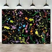Colorful Paint Splash Backdrop Abstract Graffiti Style Photography Background Neon Glow Splatter Hip Hop Disco Retro 80's 90's Happy Birthday Glow Party Art Vinyl Banner Photo Studio Props