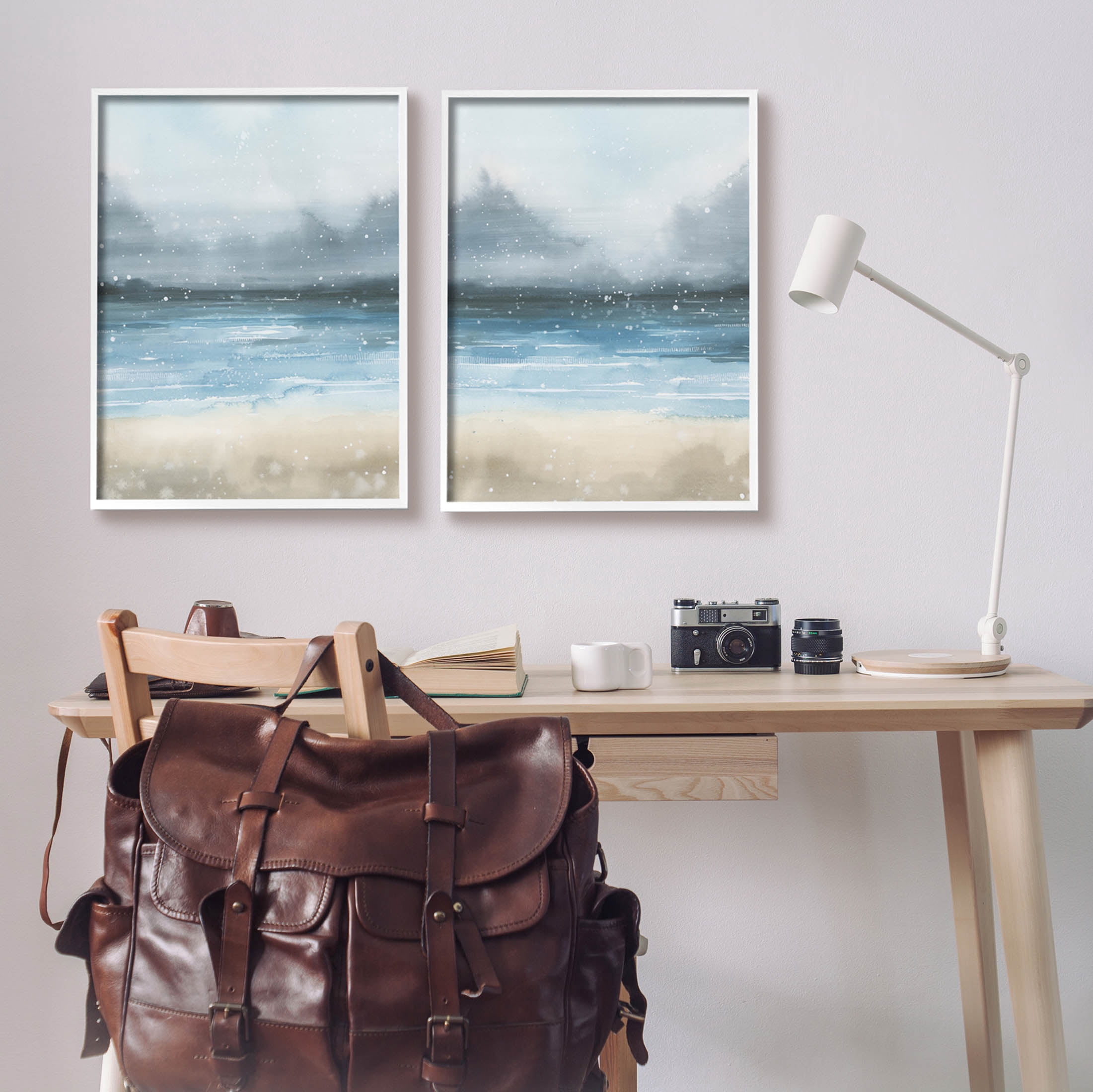 Stupell Industries Stormy Coastal Ocean Waves Graphic Art White Framed Art Print Wall Art, Set of 2, Design by Grace Popp